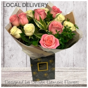 Luxury Pink &White Rose Hand tied